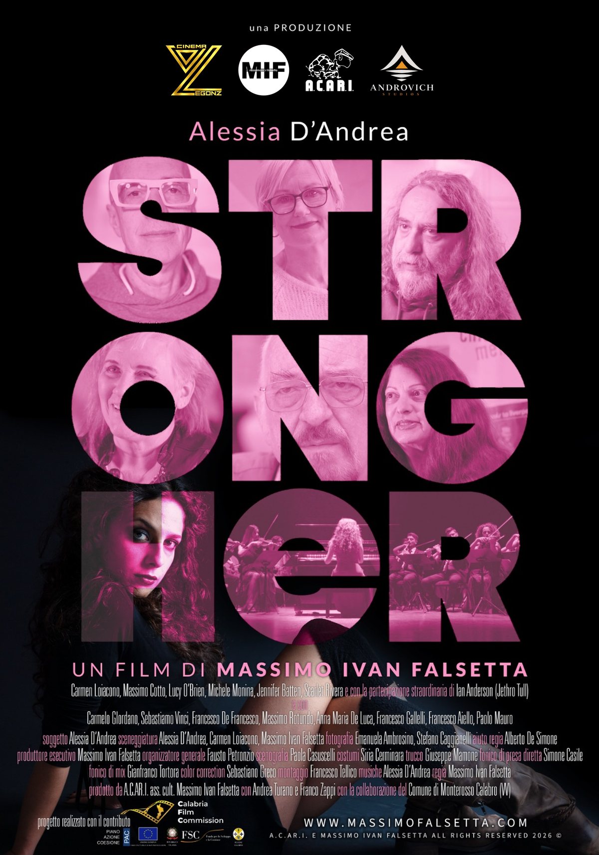 Locandina ufficiale di StrongHer, docufilm di Massimo Ivan Falsetta sulle grandi donne della musica